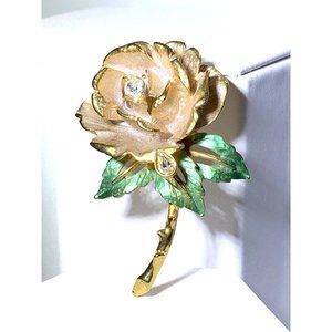 GRAZIANO English Rose 1997 Brooch NWOT Signed